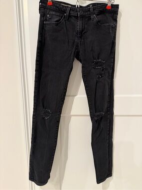 AG Black Distressed Women's Super Skinny Jeans 26R